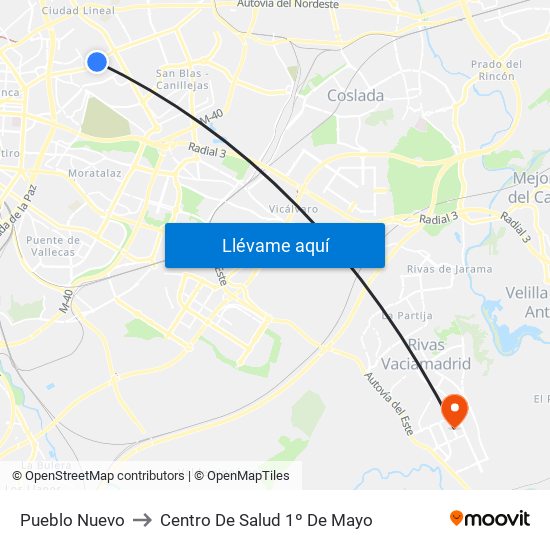 Pueblo Nuevo to Centro De Salud 1º De Mayo map