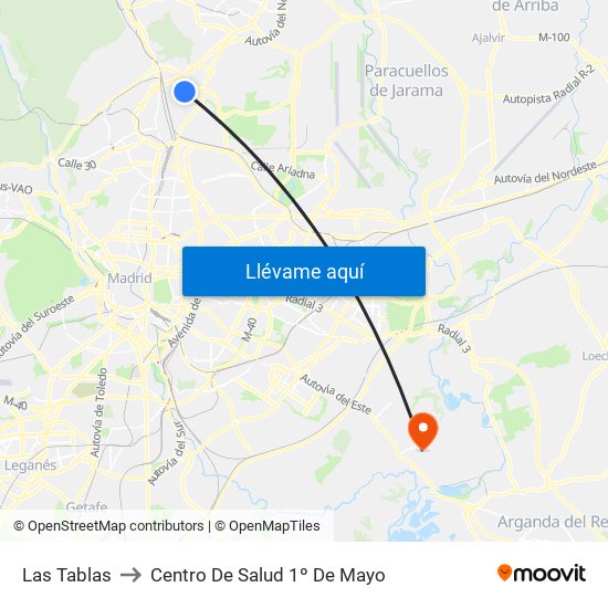 Las Tablas to Centro De Salud 1º De Mayo map