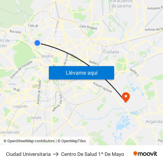 Ciudad Universitaria to Centro De Salud 1º De Mayo map