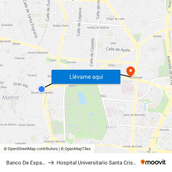 Banco De España to Hospital Universitario Santa Cristina map