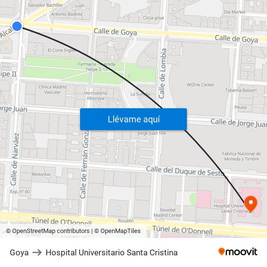 Goya to Hospital Universitario Santa Cristina map