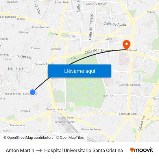 Antón Martín to Hospital Universitario Santa Cristina map