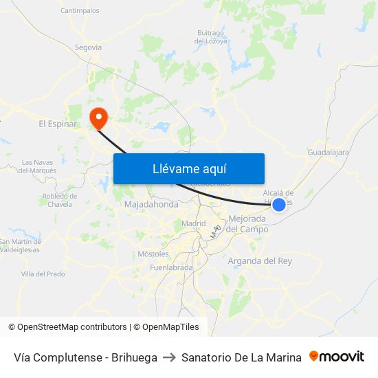 Vía Complutense - Brihuega to Sanatorio De La Marina map