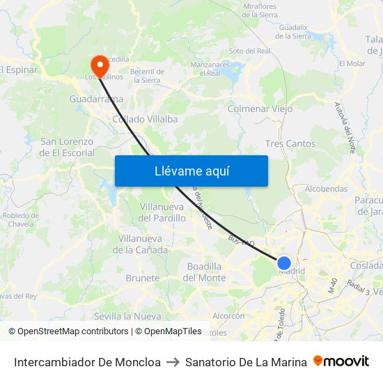 Intercambiador De Moncloa to Sanatorio De La Marina map