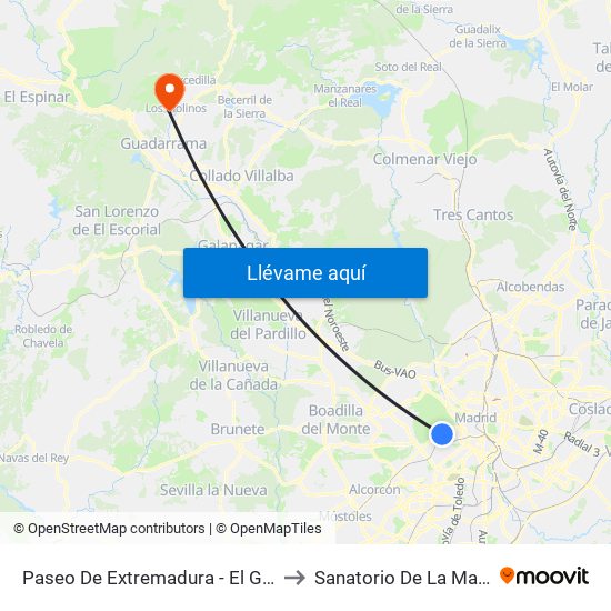 Paseo De Extremadura - El Greco to Sanatorio De La Marina map