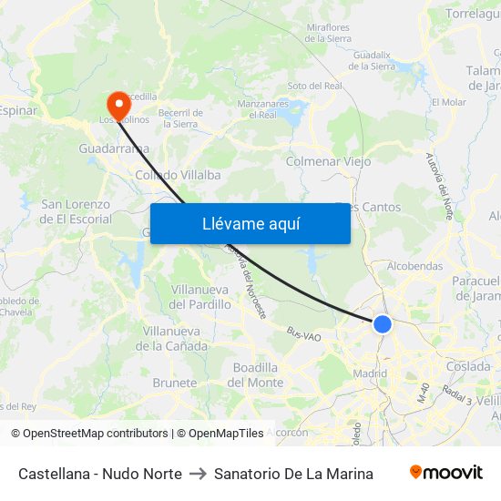 Castellana - Nudo Norte to Sanatorio De La Marina map