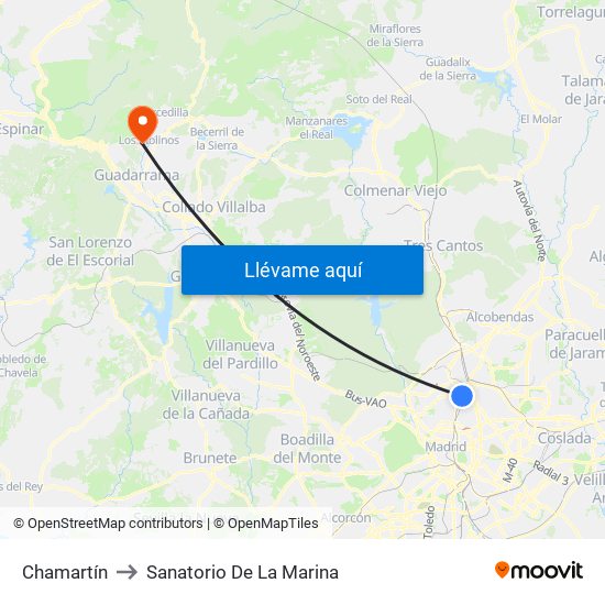 Chamartín to Sanatorio De La Marina map