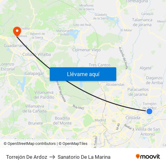 Torrejón De Ardoz to Sanatorio De La Marina map