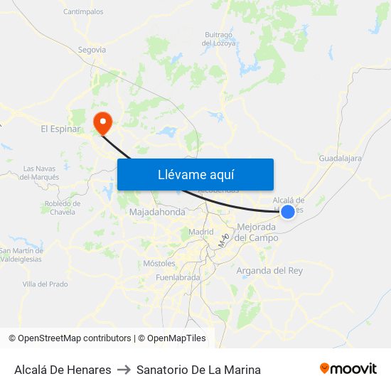 Alcalá De Henares to Sanatorio De La Marina map