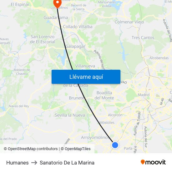 Humanes to Sanatorio De La Marina map