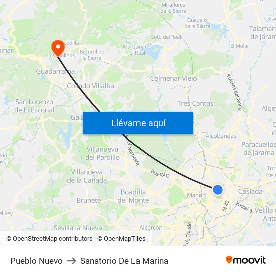 Pueblo Nuevo to Sanatorio De La Marina map