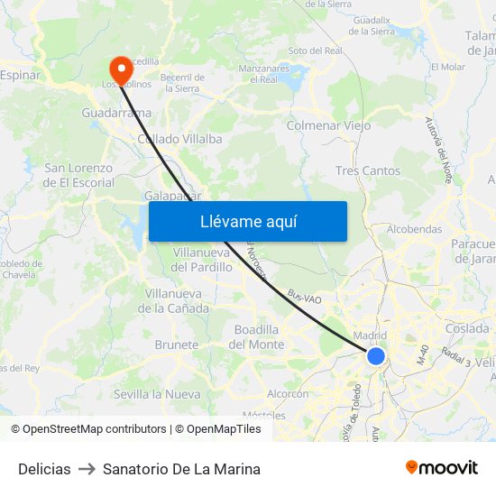 Delicias to Sanatorio De La Marina map