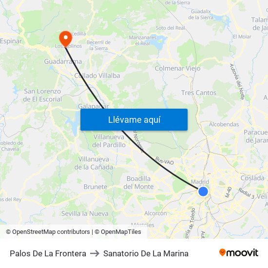 Palos De La Frontera to Sanatorio De La Marina map