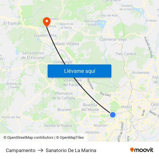 Campamento to Sanatorio De La Marina map