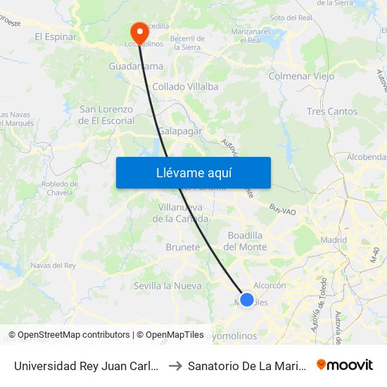 Universidad Rey Juan Carlos to Sanatorio De La Marina map