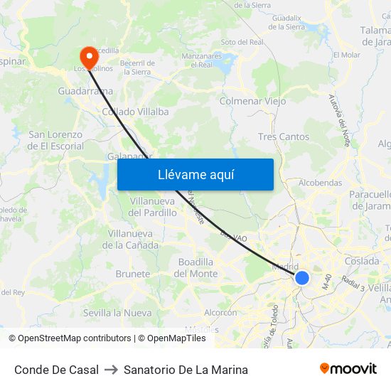 Conde De Casal to Sanatorio De La Marina map