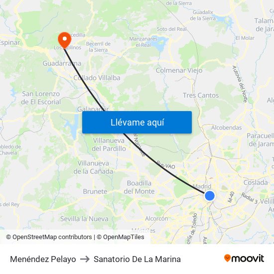 Menéndez Pelayo to Sanatorio De La Marina map