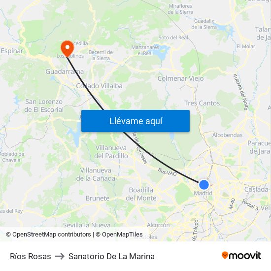 Ríos Rosas to Sanatorio De La Marina map