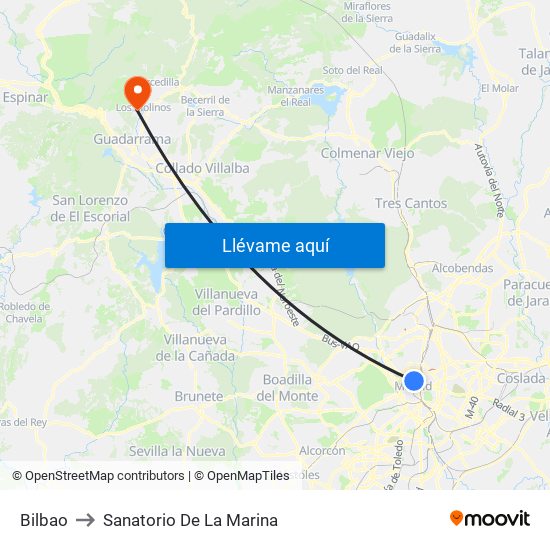 Bilbao to Sanatorio De La Marina map