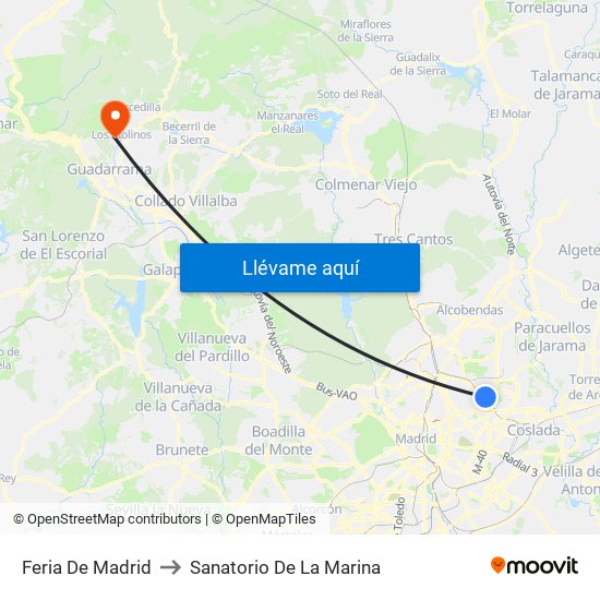 Feria De Madrid to Sanatorio De La Marina map