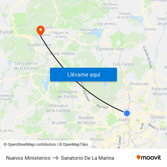 Nuevos Ministerios to Sanatorio De La Marina map