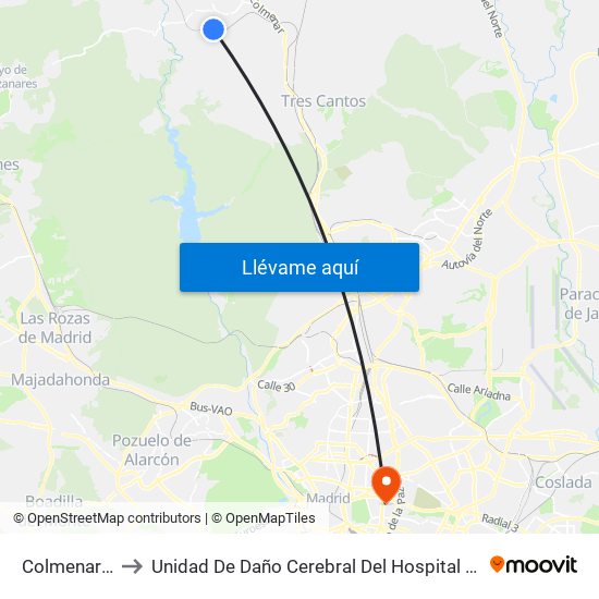 Colmenar Viejo to Unidad De Daño Cerebral Del Hospital Beata María Ana map