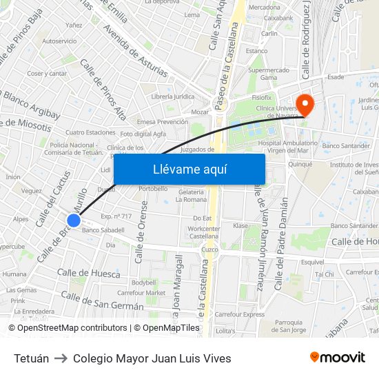 Tetuán to Colegio Mayor Juan Luis Vives map