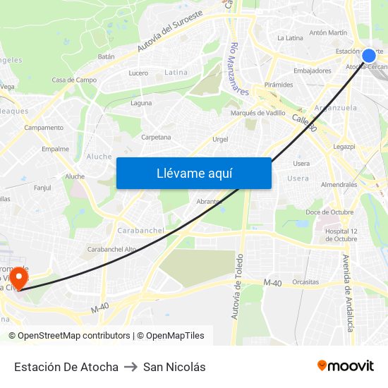Estación De Atocha to San Nicolás map