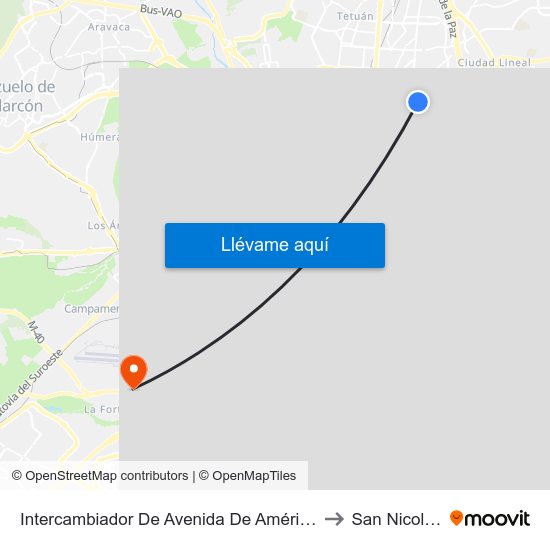 Intercambiador De Avenida De América to San Nicolás map