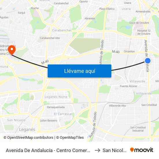 Avenida De Andalucía - Centro Comercial to San Nicolás map