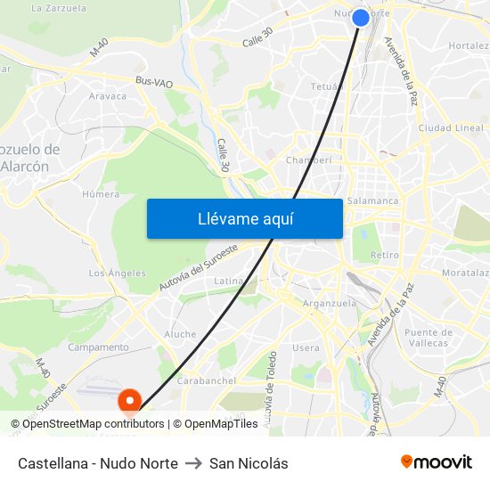 Castellana - Nudo Norte to San Nicolás map