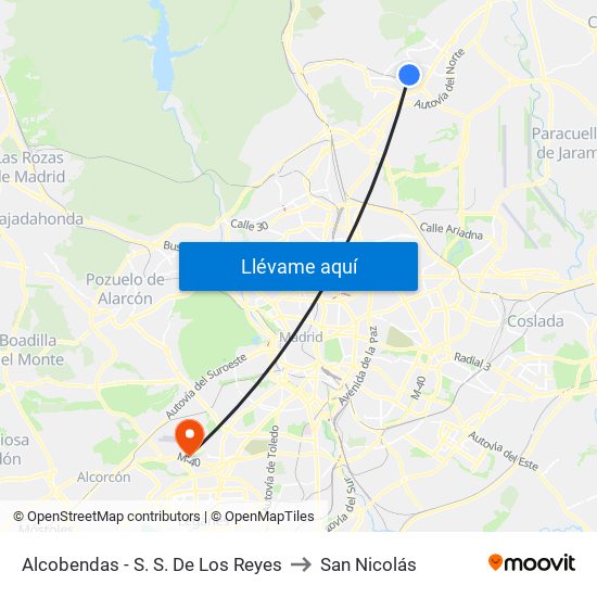 Alcobendas - S. S. De Los Reyes to San Nicolás map