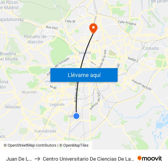 Juan De La Cierva to Centro Universitario De Ciencias De La Salud San Rafael Nebrija map