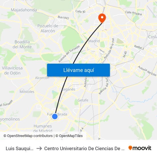 Luis Sauquillo - Grecia to Centro Universitario De Ciencias De La Salud San Rafael Nebrija map