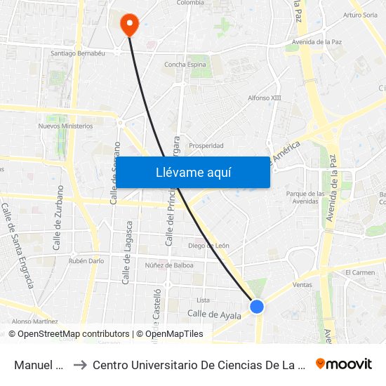 Manuel Becerra to Centro Universitario De Ciencias De La Salud San Rafael Nebrija map