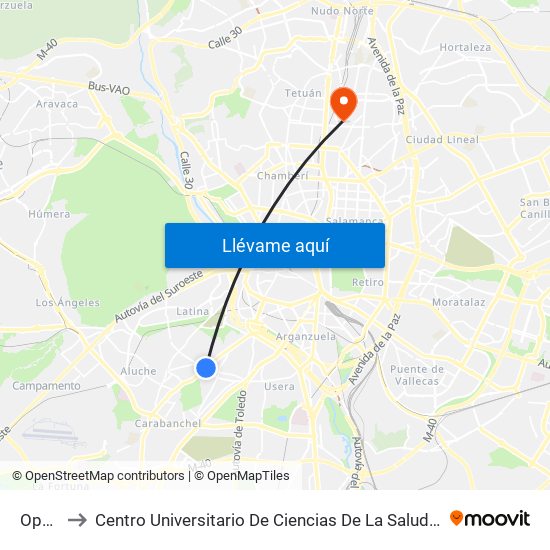 Oporto to Centro Universitario De Ciencias De La Salud San Rafael Nebrija map