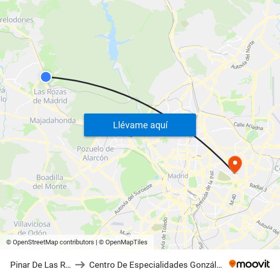 Pinar De Las Rozas to Centro De Especialidades González Bueno map