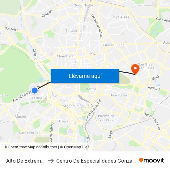 Alto De Extremadura to Centro De Especialidades González Bueno map