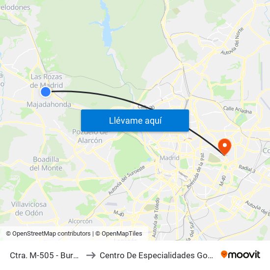 Ctra. M-505 - Burgocentro to Centro De Especialidades González Bueno map