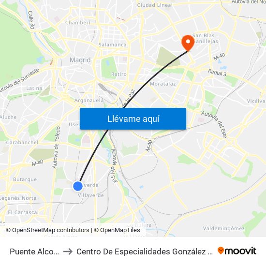 Puente Alcocer to Centro De Especialidades González Bueno map