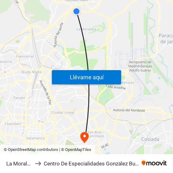 La Moraleja to Centro De Especialidades González Bueno map