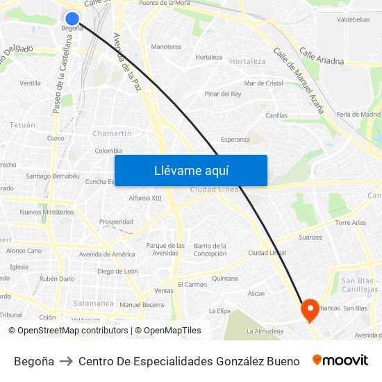 Begoña to Centro De Especialidades González Bueno map
