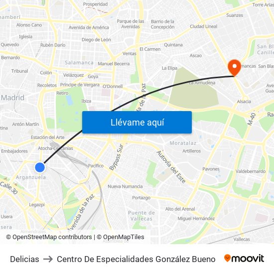 Delicias to Centro De Especialidades González Bueno map
