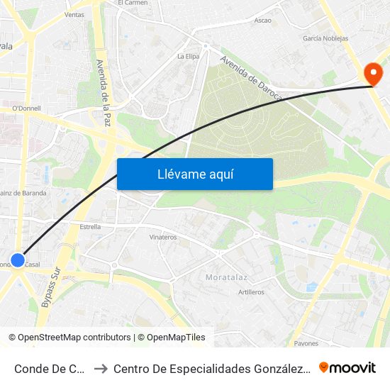 Conde De Casal to Centro De Especialidades González Bueno map