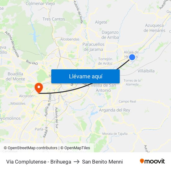 Vía Complutense - Brihuega to San Benito Menni map