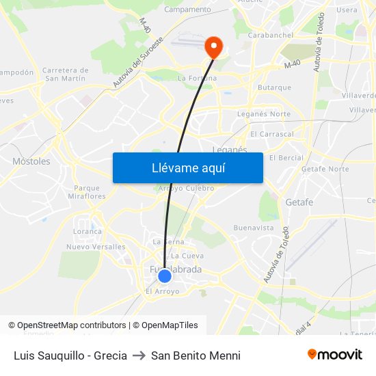 Luis Sauquillo - Grecia to San Benito Menni map