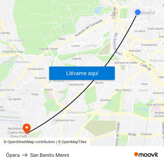 Ópera to San Benito Menni map