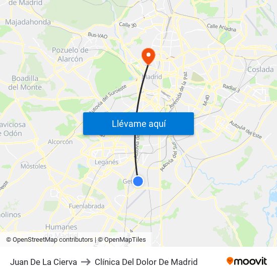Juan De La Cierva to Clínica Del Dolor De Madrid map