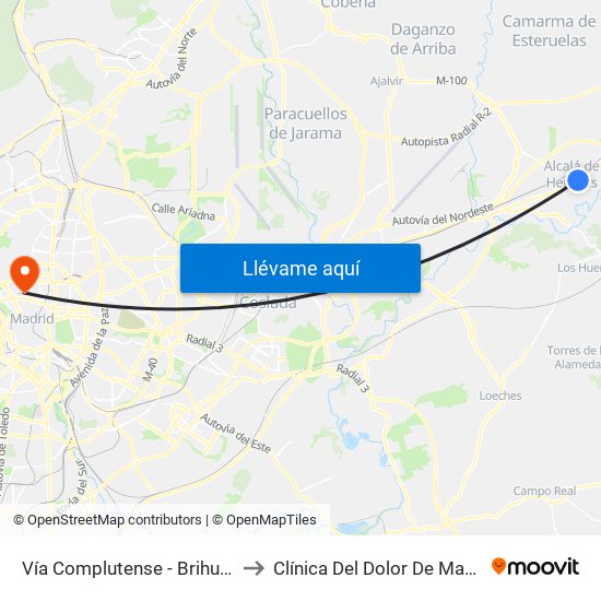 Vía Complutense - Brihuega to Clínica Del Dolor De Madrid map