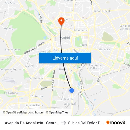 Avenida De Andalucía - Centro Comercial to Clínica Del Dolor De Madrid map